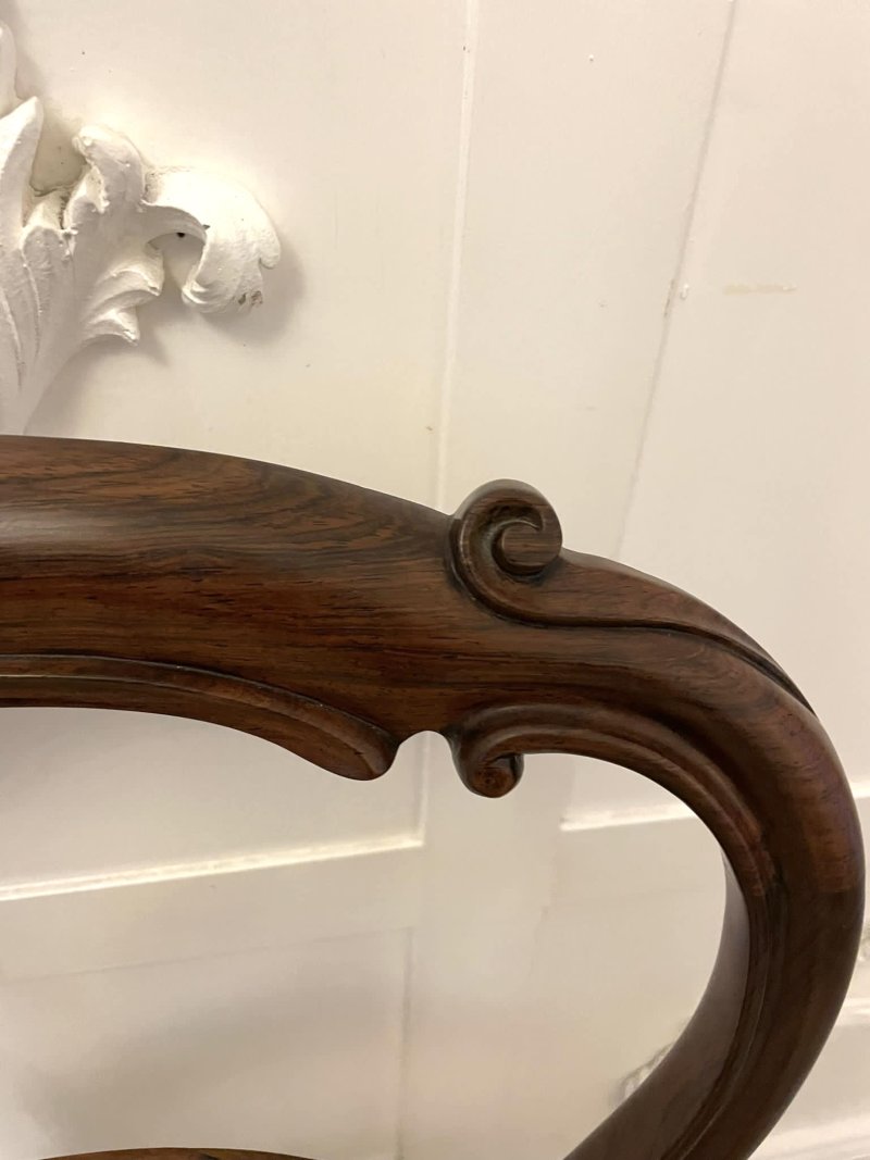 Set of 6 Antique Victorian Quality Rosewood Dining Chairs - Image 11